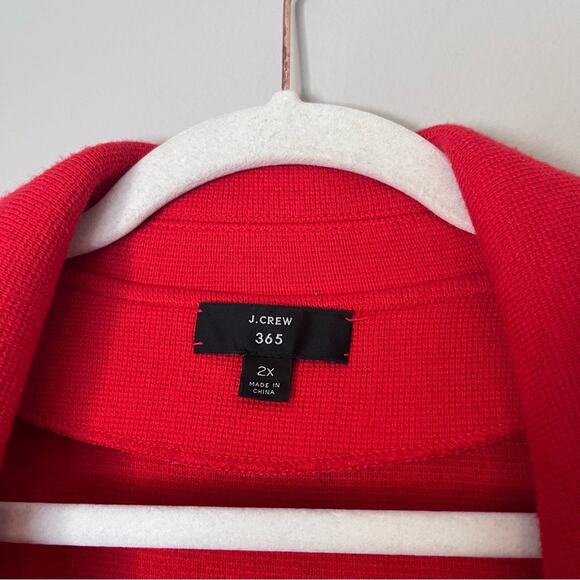 J.Crew Sophie Merino Wool Cotton Open Front Sweater Blazer Pockets Cerise Red 2X - Picture 5 of 8